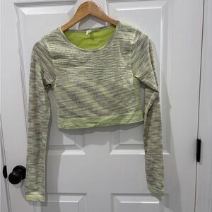 lululemon athletica Lime Green Cropped Long Sleeve Top